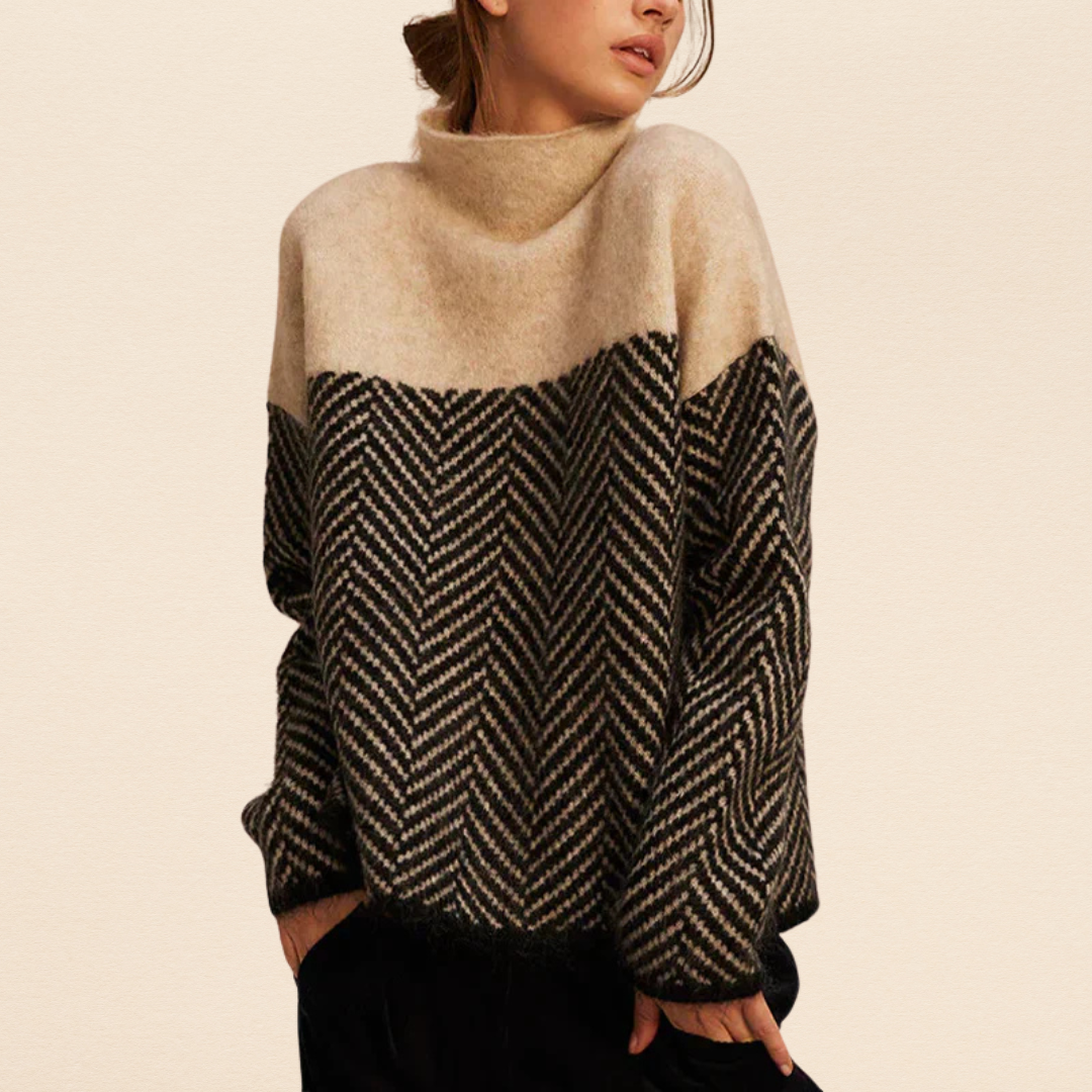 Women's Cozy Turtleneck Sweater - Beige