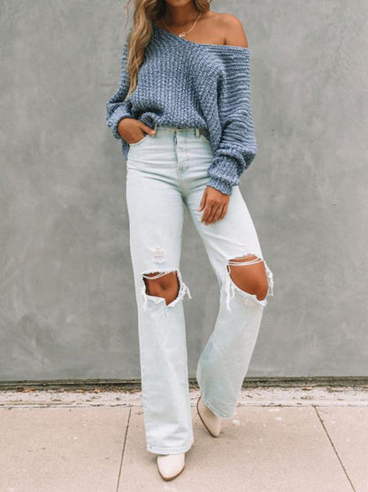 Women's Textured Knit Sweater - YELLOW