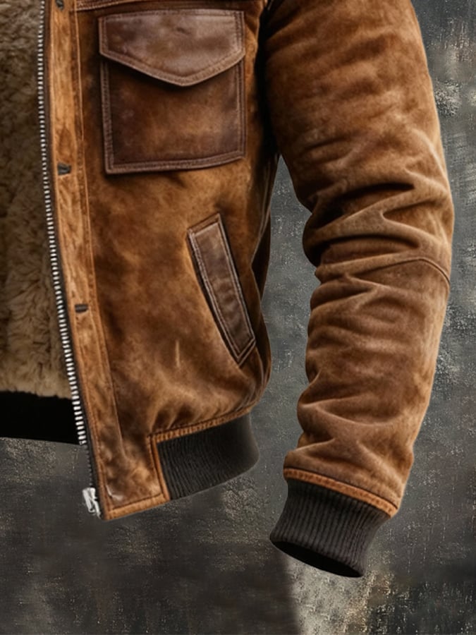 Men's Sherpa Lined Jacket - Brown