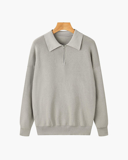 Men's Textured Zip Knit Sweater - Black