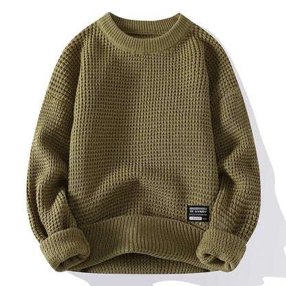 Men's Ribbed Knit Pullover - Olive Green