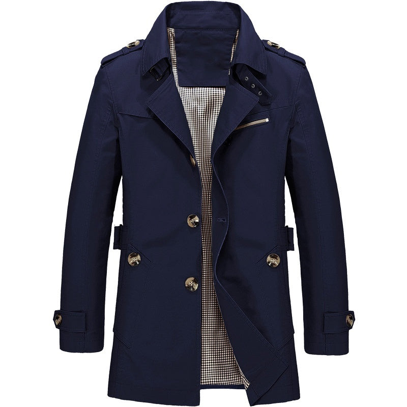 Men's Long Windbreaker Jacket - Beige