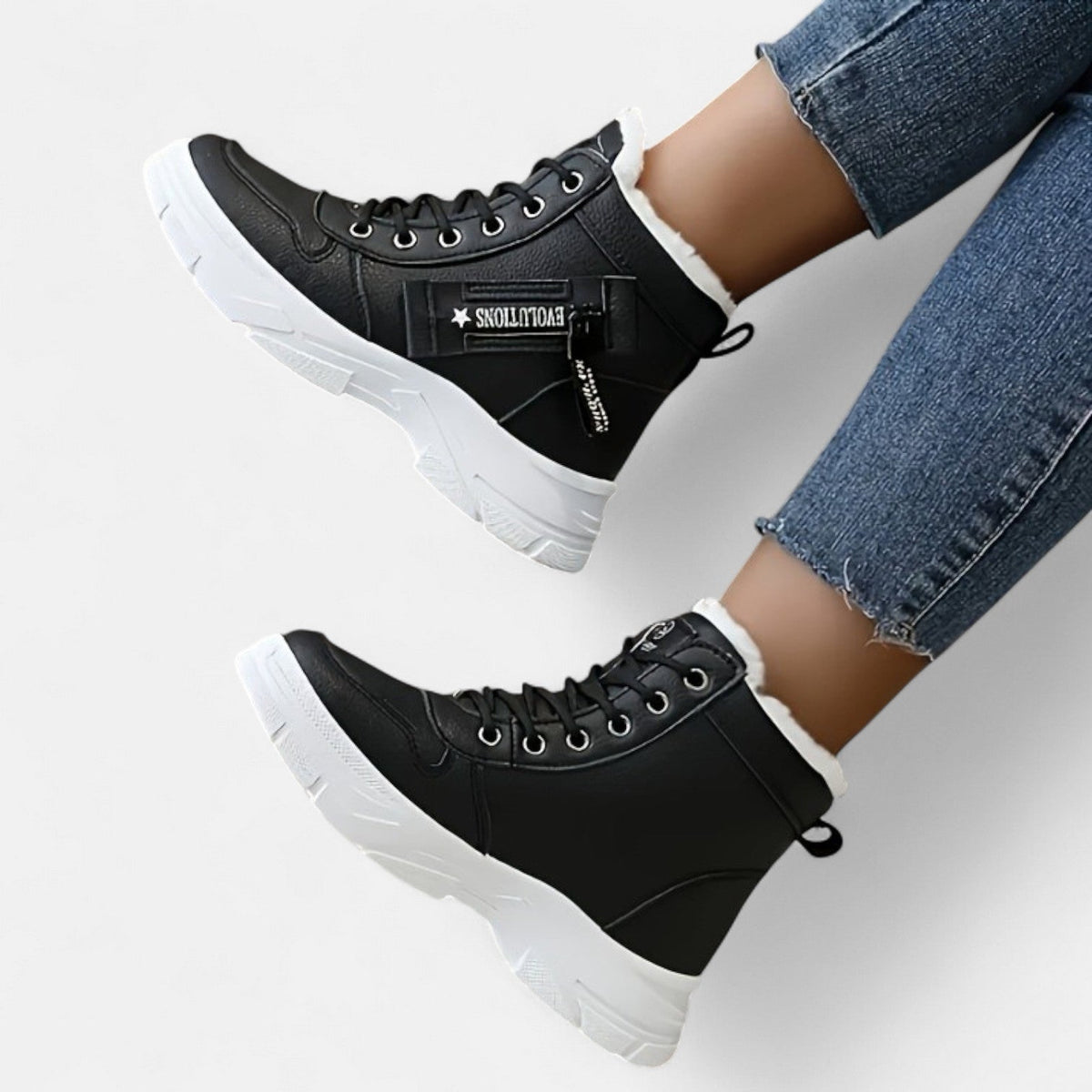 Women's Fleece Lined Lace Up Ankle Boots - Khaki