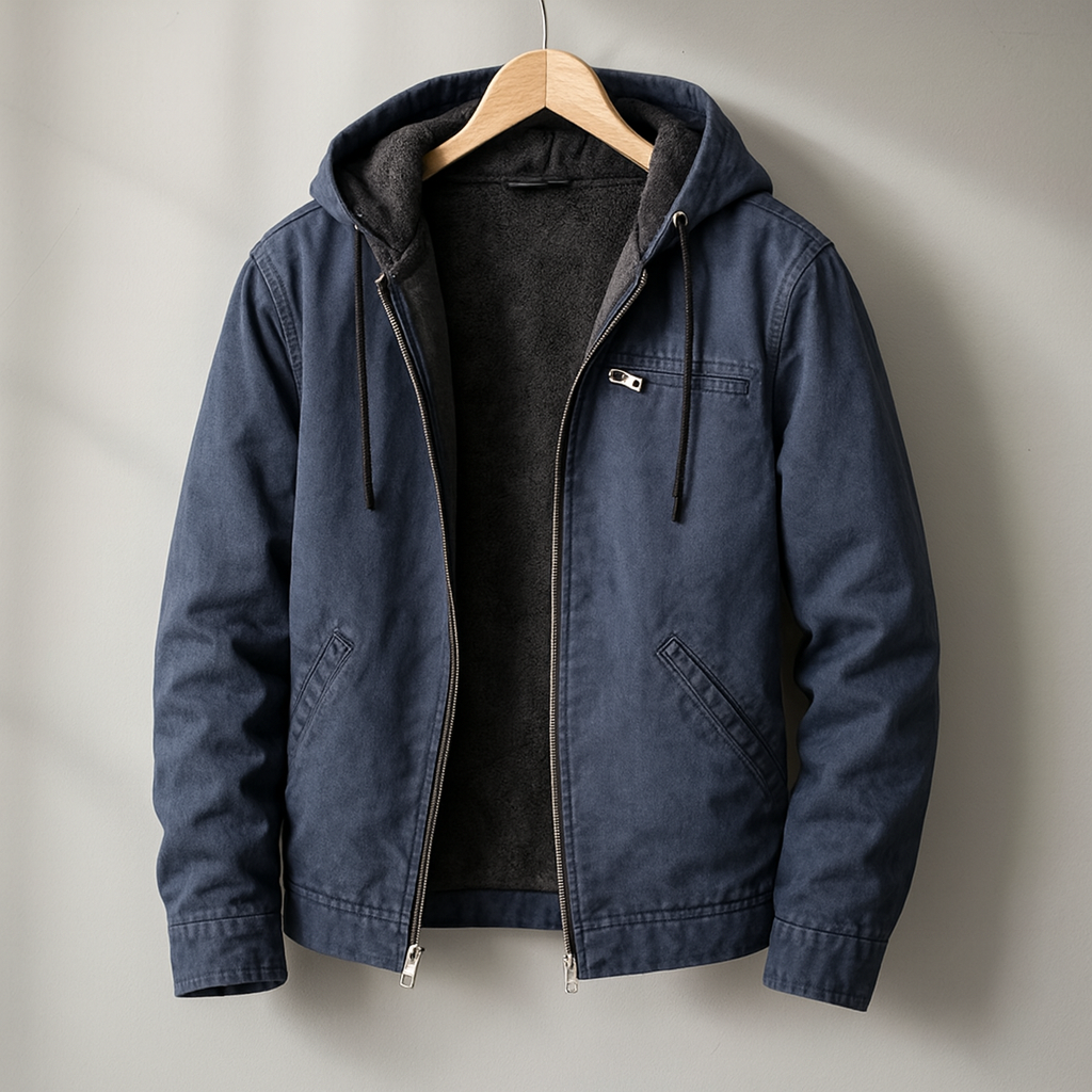Men's Fleece Lined Denim Jacket - Brown