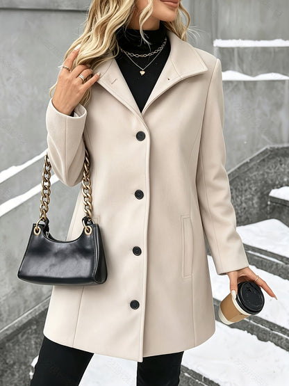 Women's Wool Button Front Coat - Apricot