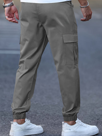 Men's Mid Waist Cargo Trousers - Grey
