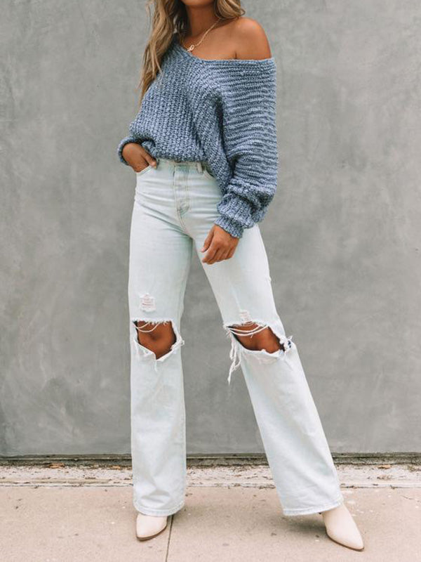 Women's Textured Knit Sweater - YELLOW