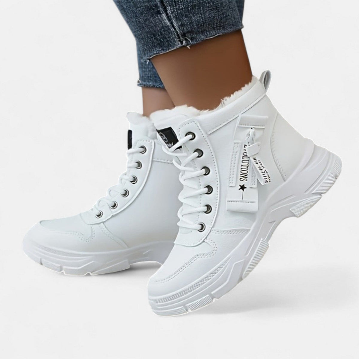 Women's Fleece Lined Lace Up Ankle Boots - Khaki