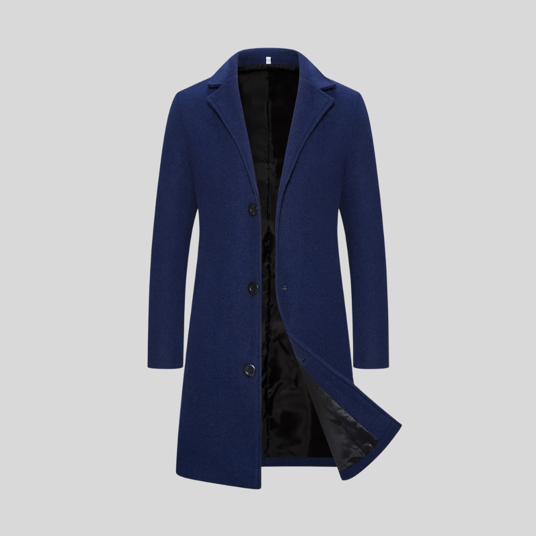 Men's Wool Longline Coat - Dark Grey