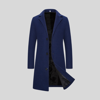 Men's Wool Longline Coat - Dark Grey
