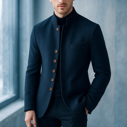 Men's Wool Stand Collar Jacket - Grey