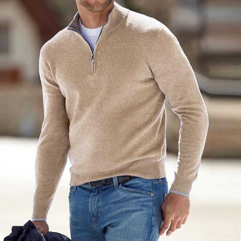 Men's Zip Up Knit Pullover - Black