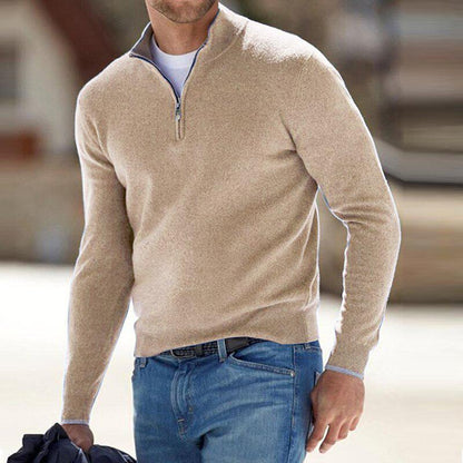 Men's Zip Up Knit Pullover - Black