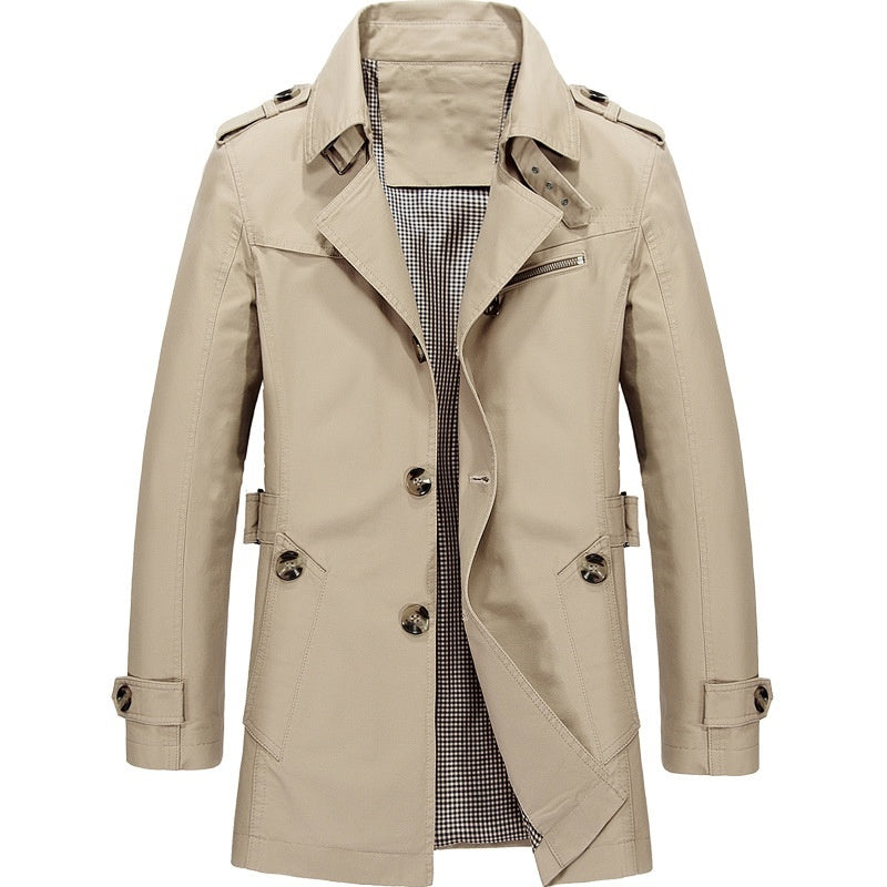 Men's Long Windbreaker Jacket - Beige