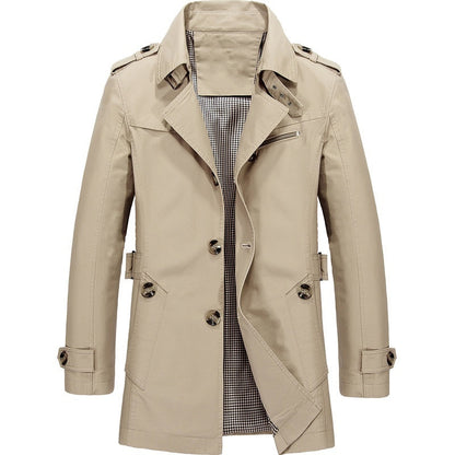 Men's Long Windbreaker Jacket - Beige