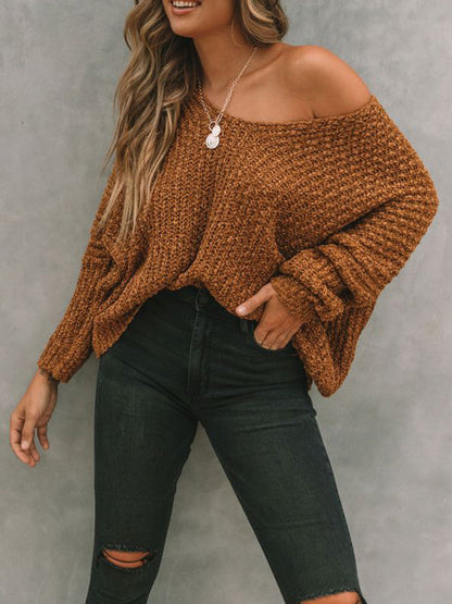 Women's Textured Knit Sweater - BROWN