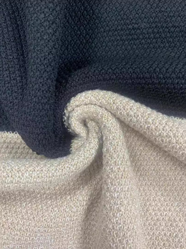 Women's Contrast Knit Sweater - BLACK