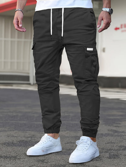 Men's Mid Waist Cargo Trousers - Brown