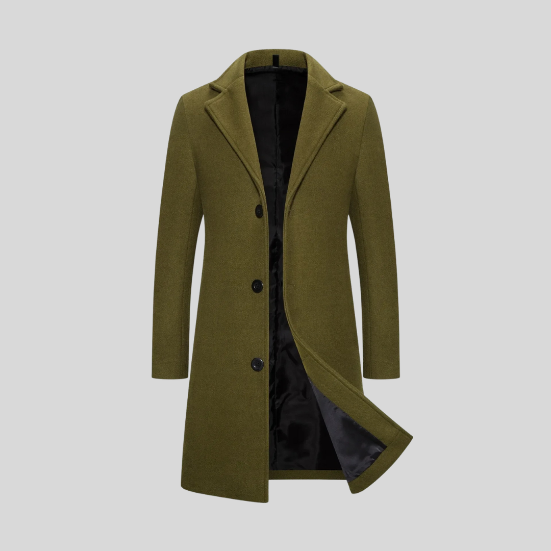 Men's Wool Longline Coat - Light Grey