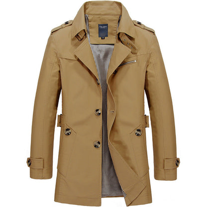 Men's Long Windbreaker Jacket - Beige
