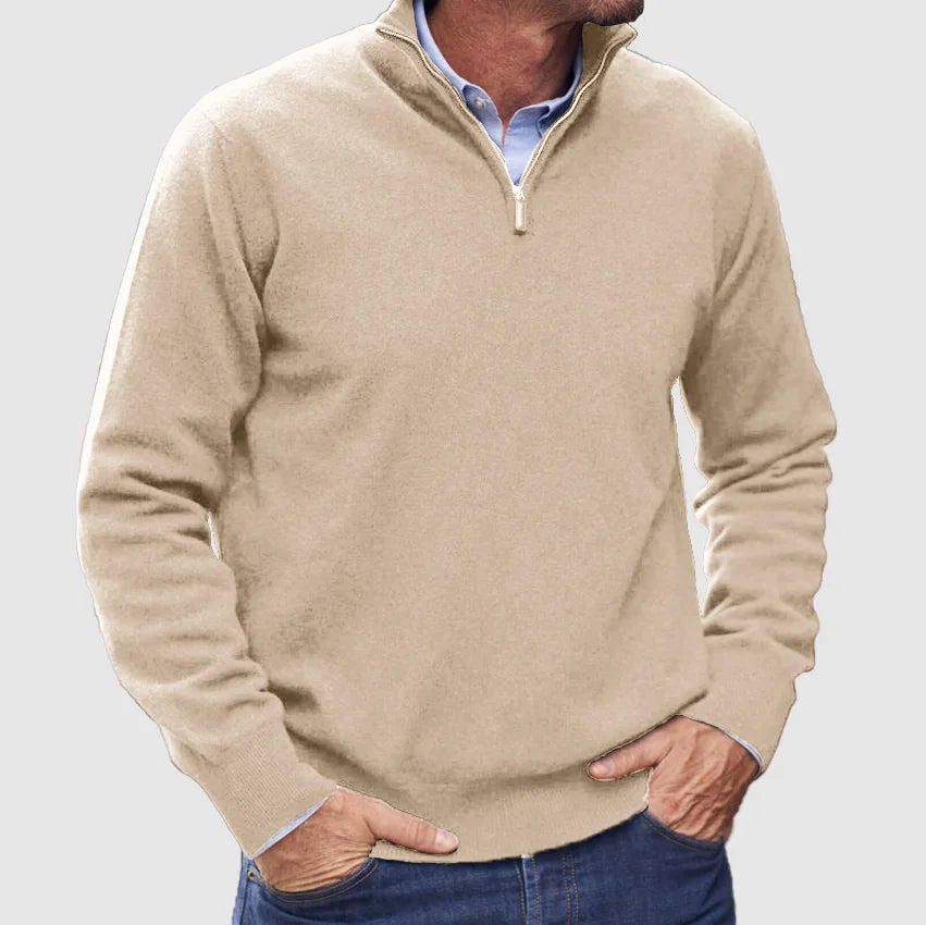 Men's Knit Quarter Zip Pullover - Light Purple