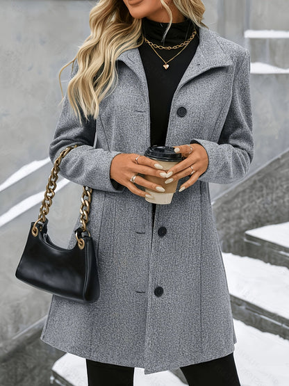 Women's Wool Button Front Coat - Apricot