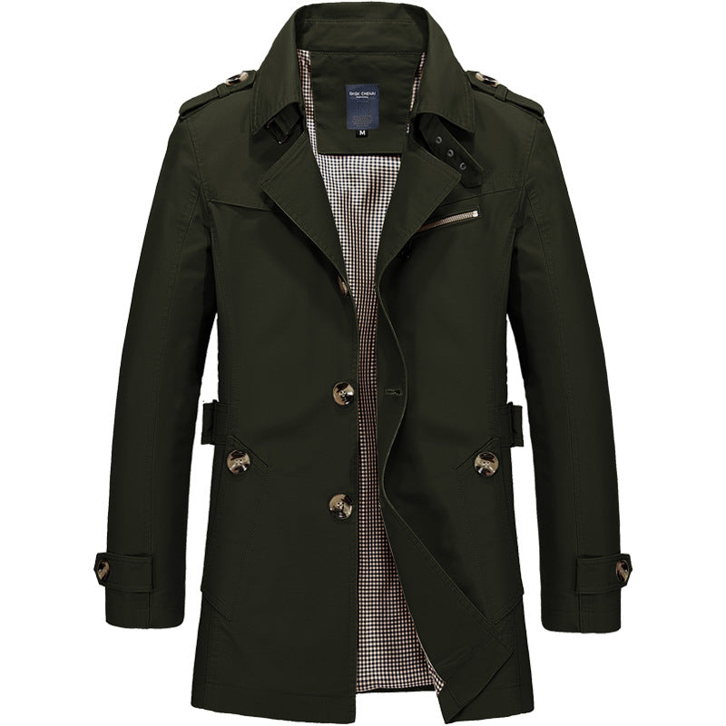 Men's Long Windbreaker Jacket - Beige