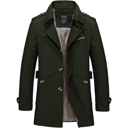 Men's Long Windbreaker Jacket - Beige