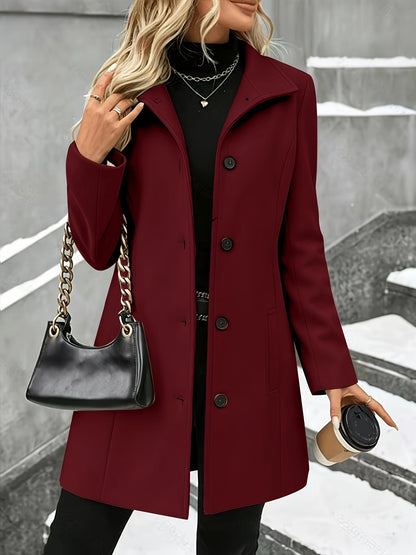 Women's Wool Button Front Coat - Grey