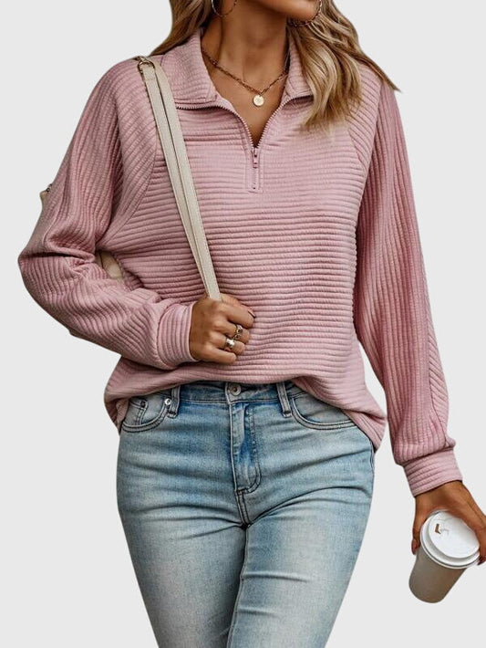 Women's Knit Half Zip Sweater - Pink