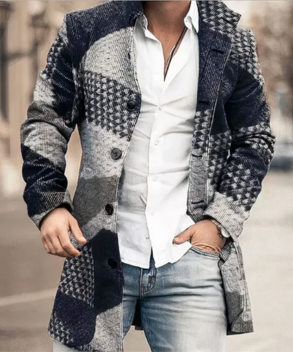 Men's Button Front Trench Coat - Grey