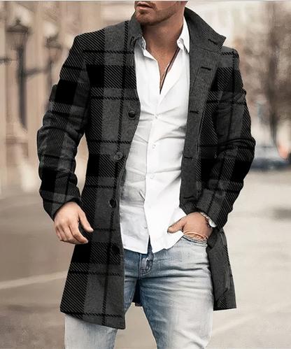 Men's Button Front Trench Coat - Grey