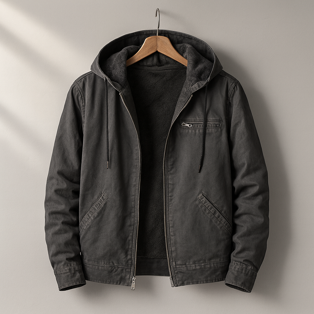 Men's Fleece Lined Denim Jacket - Brown