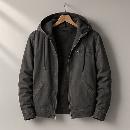 Men's Fleece Lined Denim Jacket - Brown