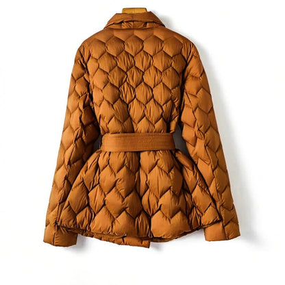 Women's Quilted Down Coat - Amber Orange