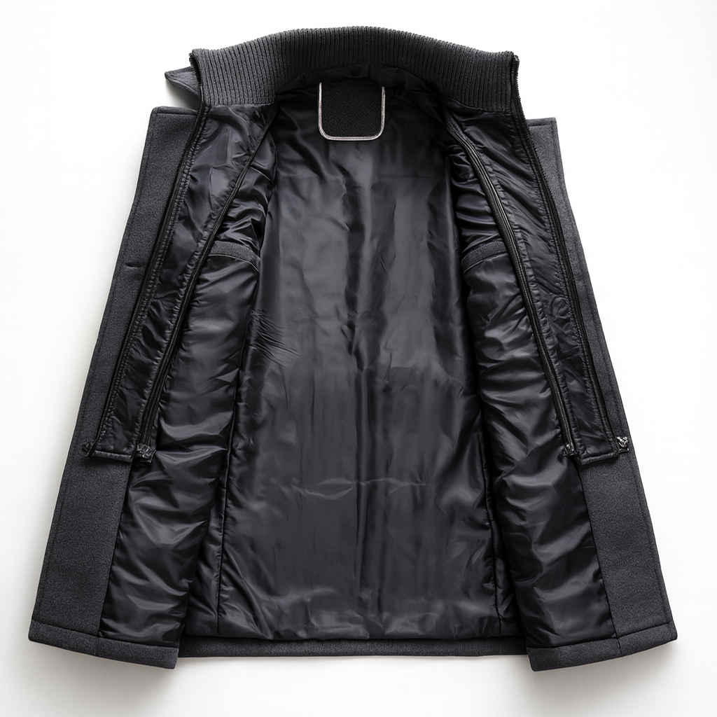 Men's Wool Winter Coat - Black