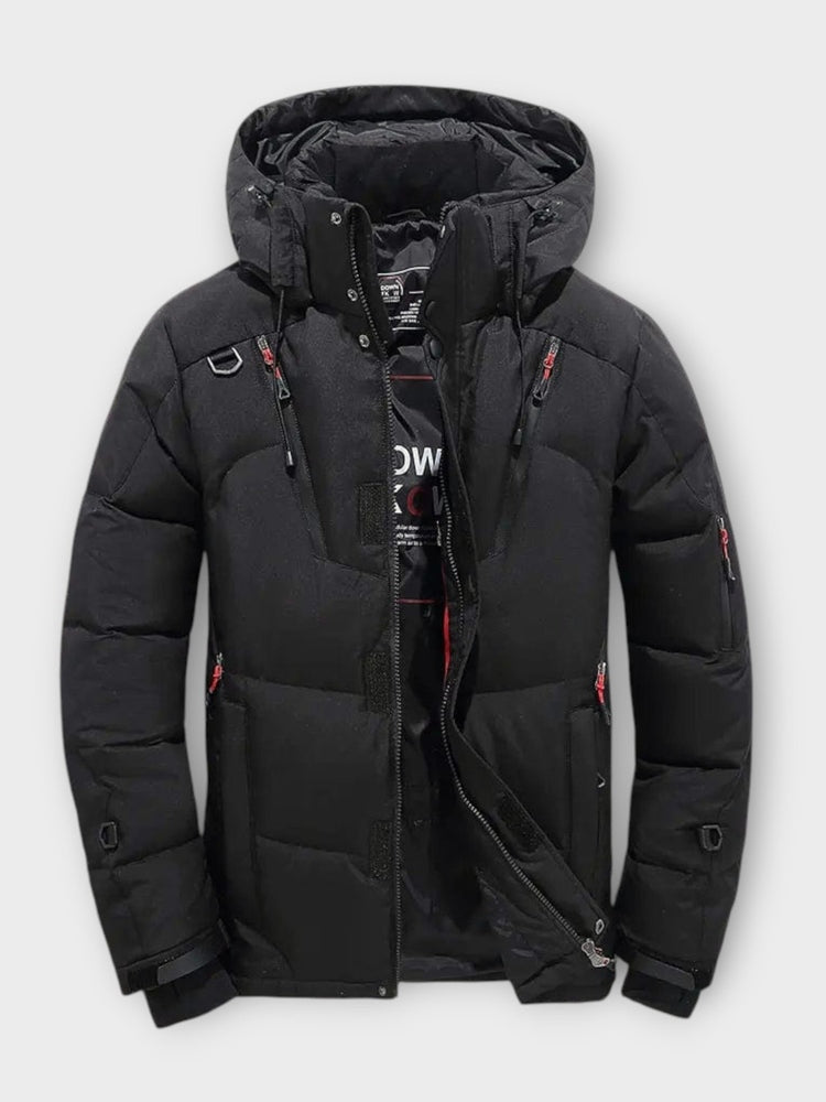 Men's Fleece Lined Solid Winter Jacket - Black