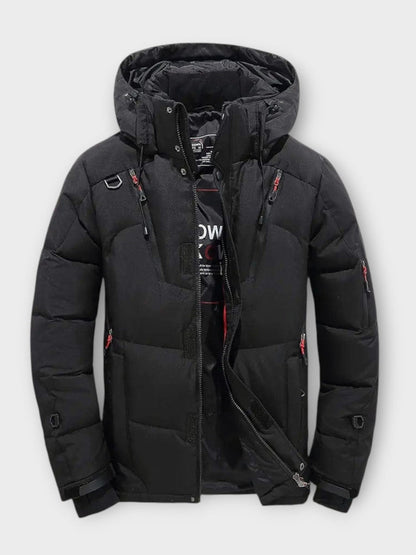 Men's Fleece Lined Solid Winter Jacket - Black