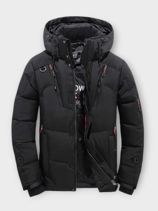 Men's Fleece Lined Solid Winter Jacket - Black