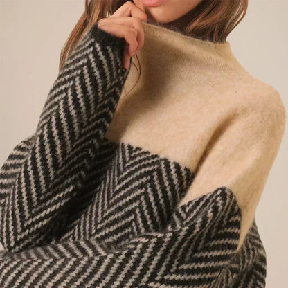 Women's Cozy Turtleneck Sweater - Beige