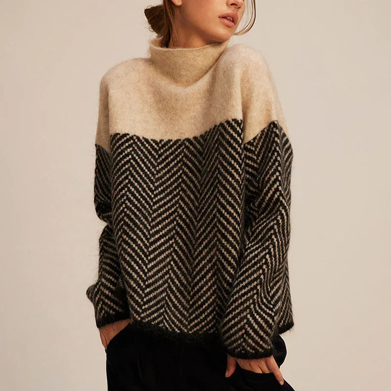 Women's Cozy Turtleneck Sweater - Beige