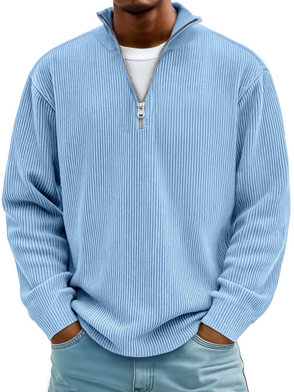 Men's Knit Half Zip Pullover - Blue
