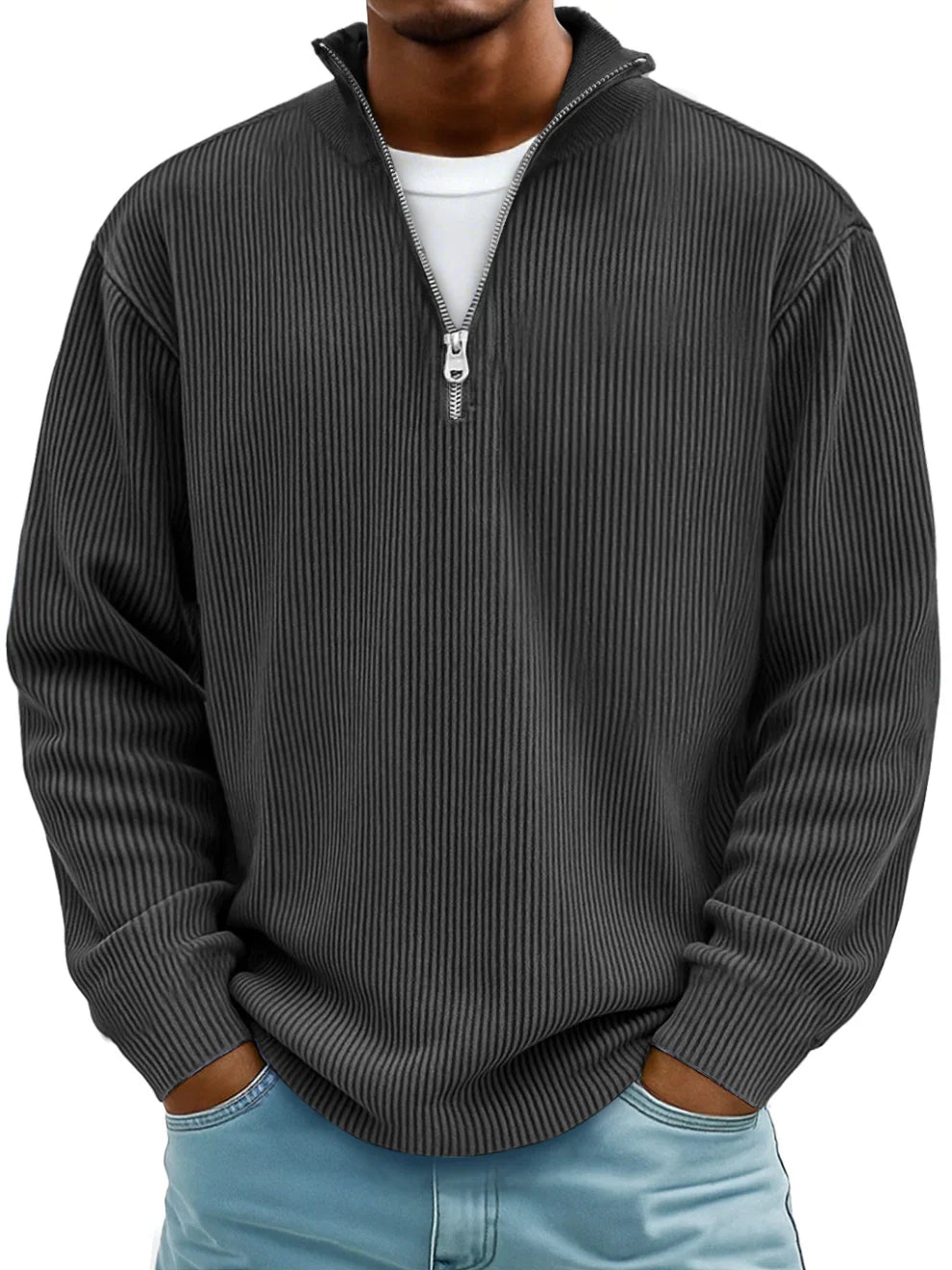 Men's Knit Half Zip Pullover - Blue
