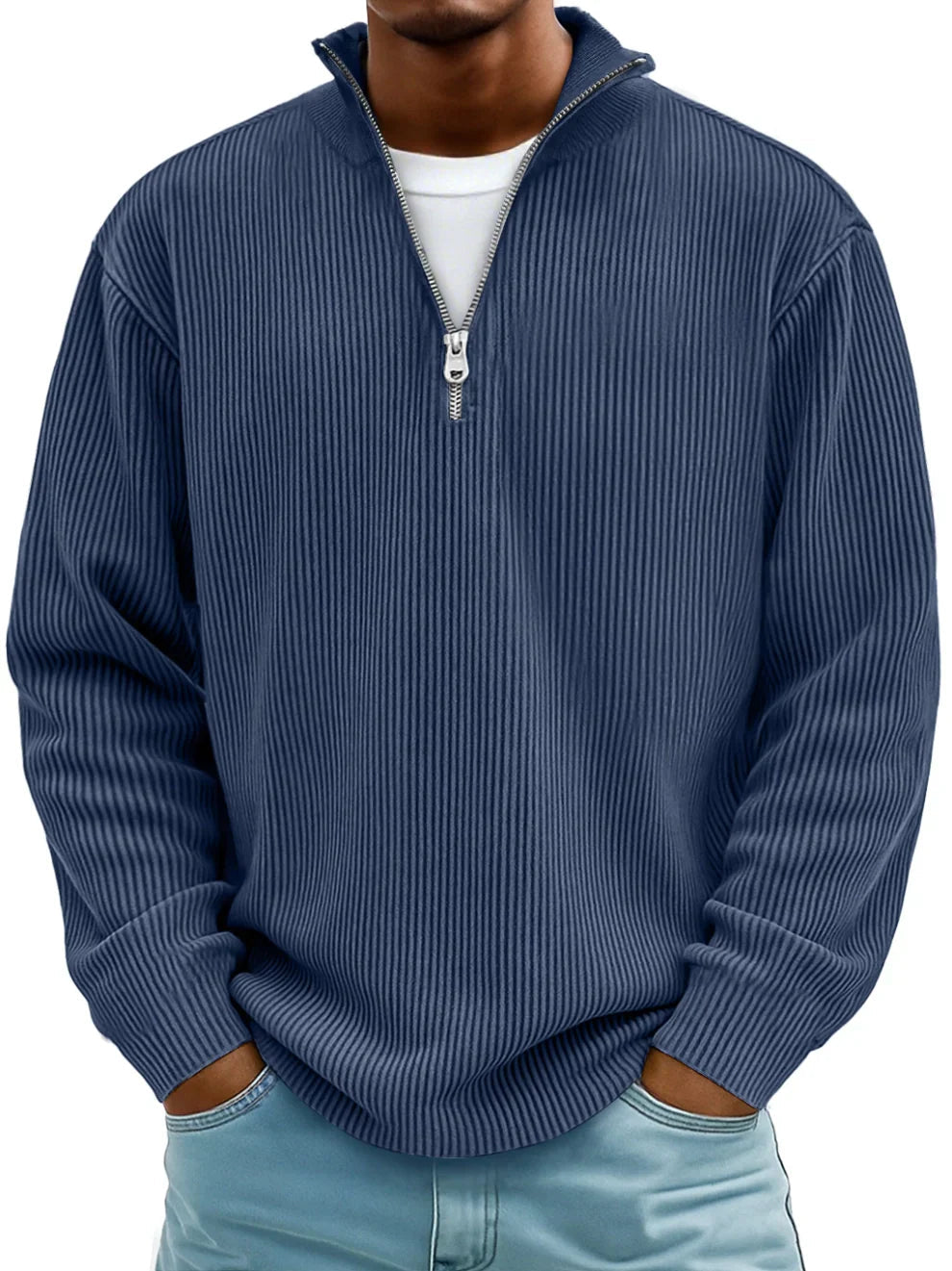 Men's Knit Half Zip Pullover - Blue