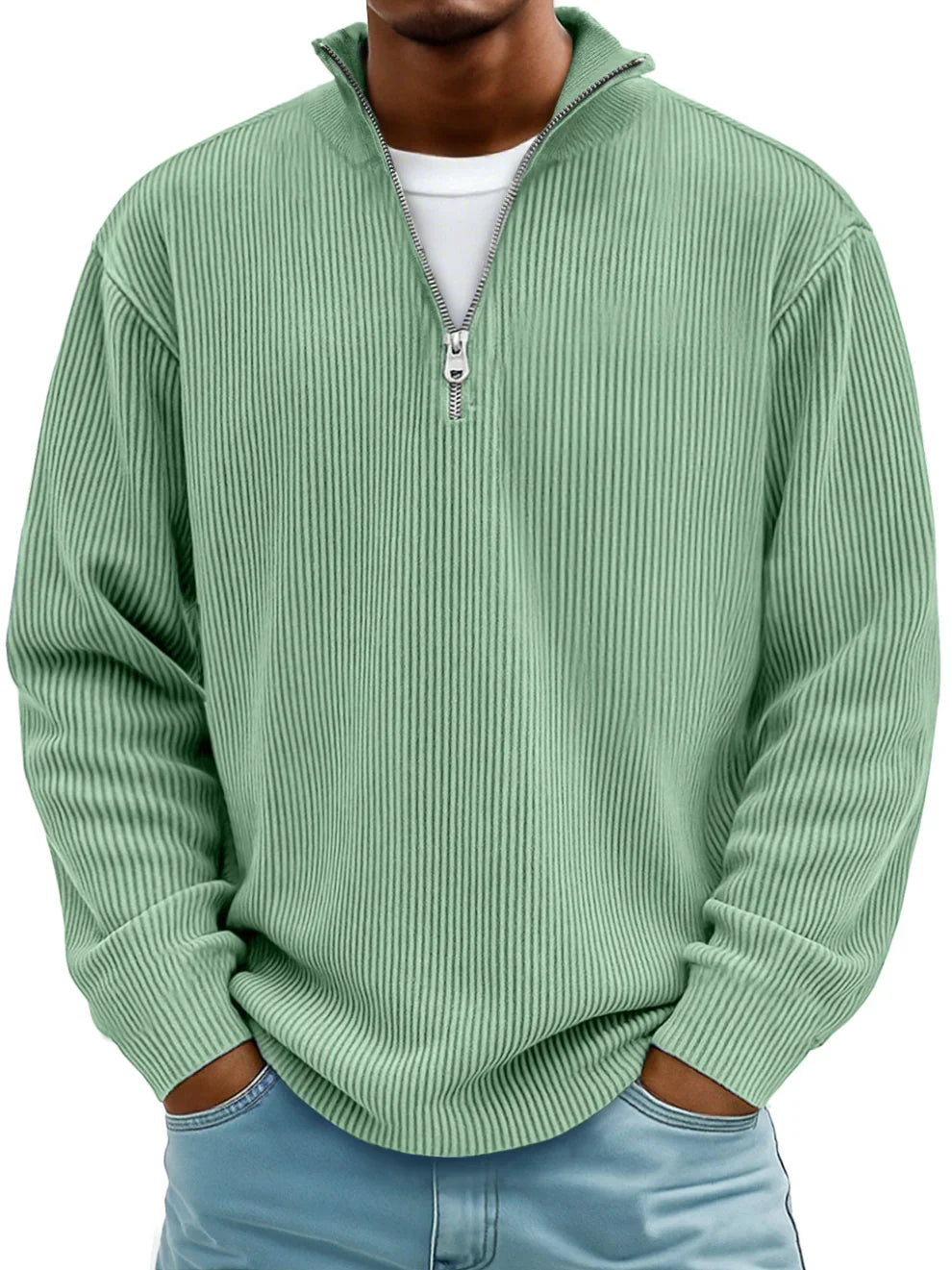 Men's Knit Half Zip Pullover - Blue