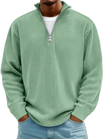 Men's Knit Half Zip Pullover - Blue