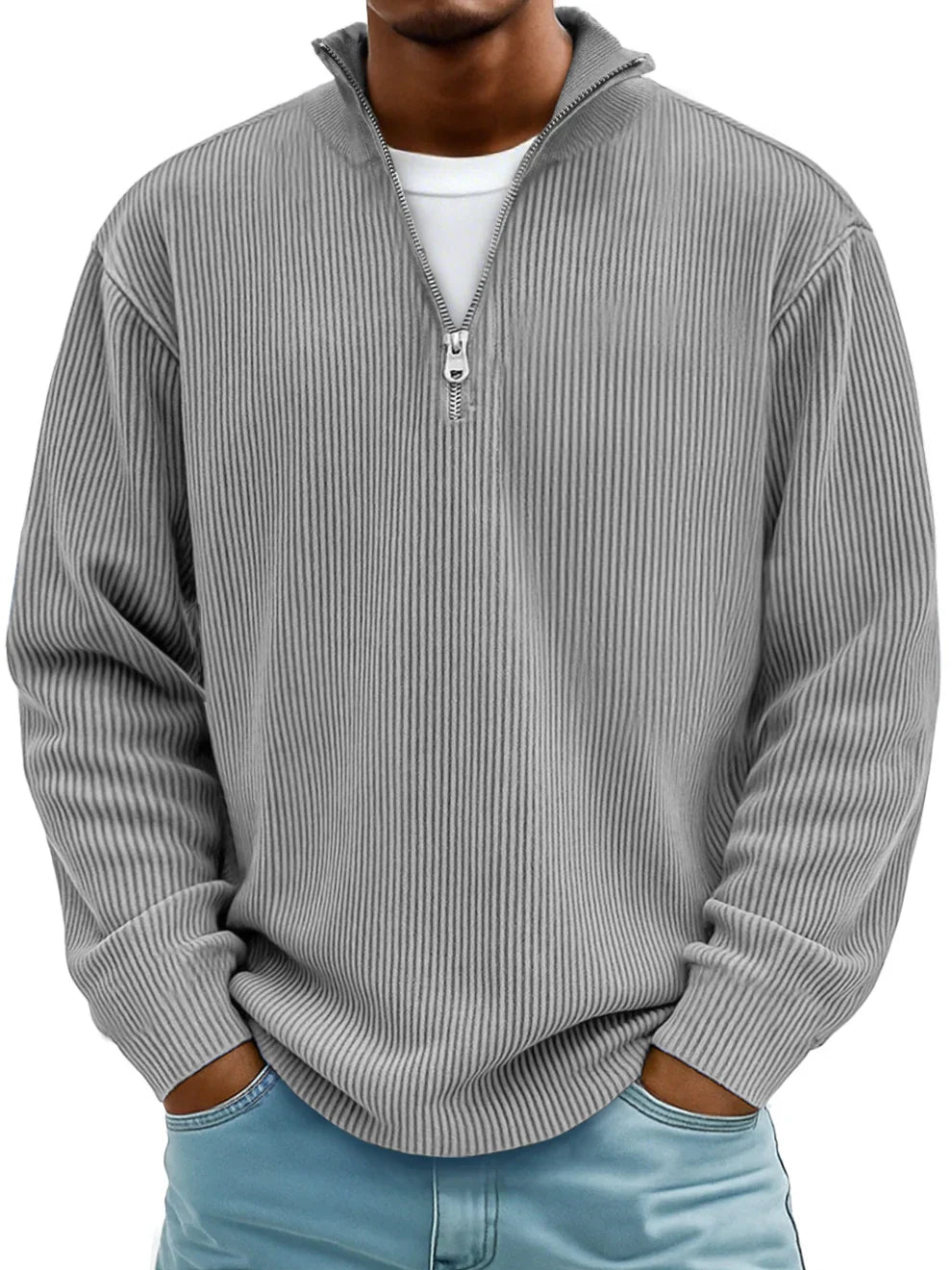 Men's Knit Half Zip Pullover - Blue