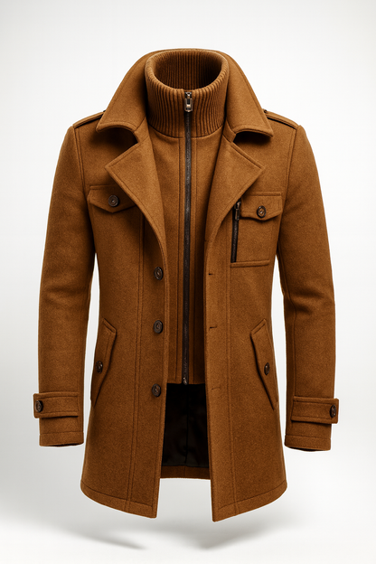 Men's Wool Winter Coat - Black