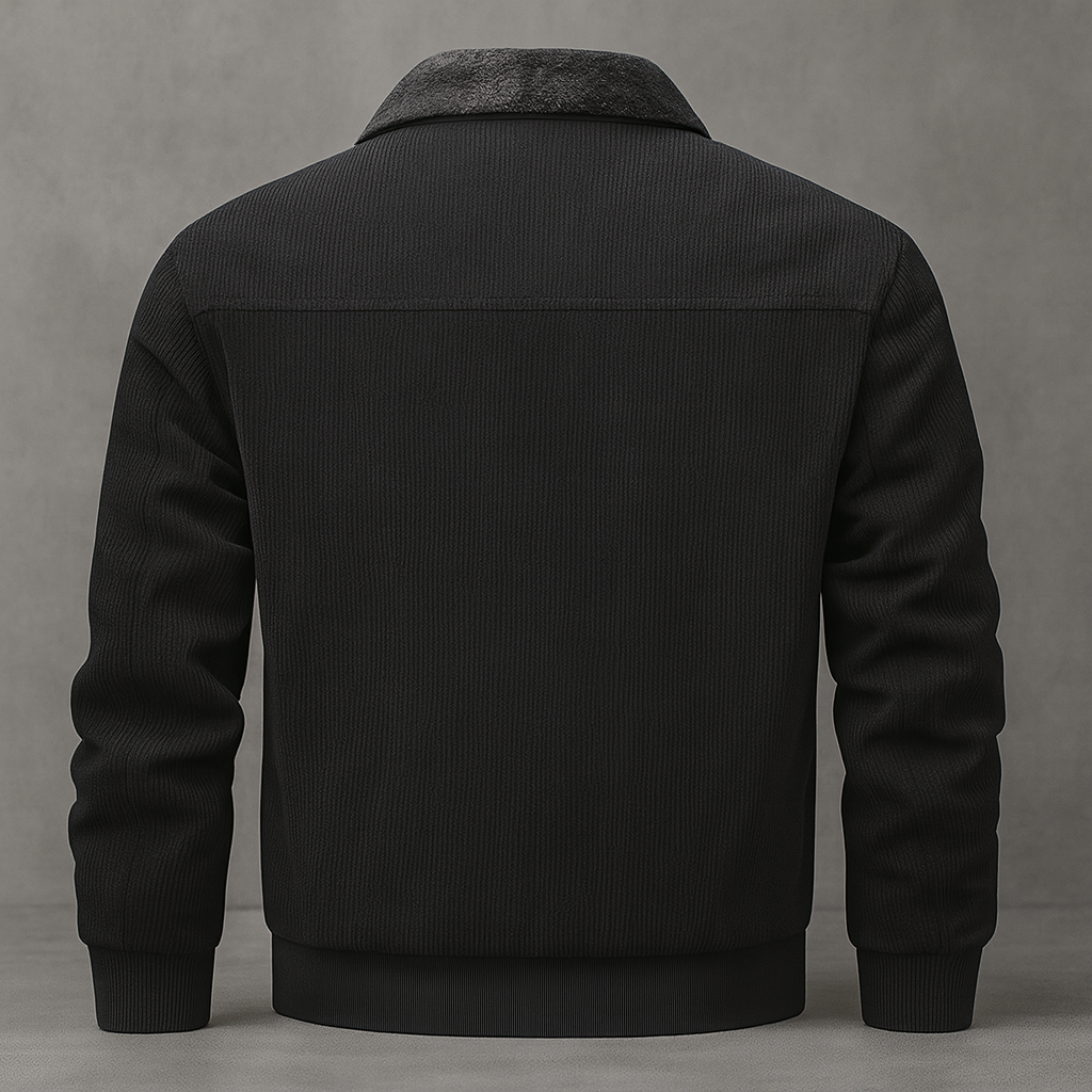 Men's Faux Fur Lined Jacket - Black