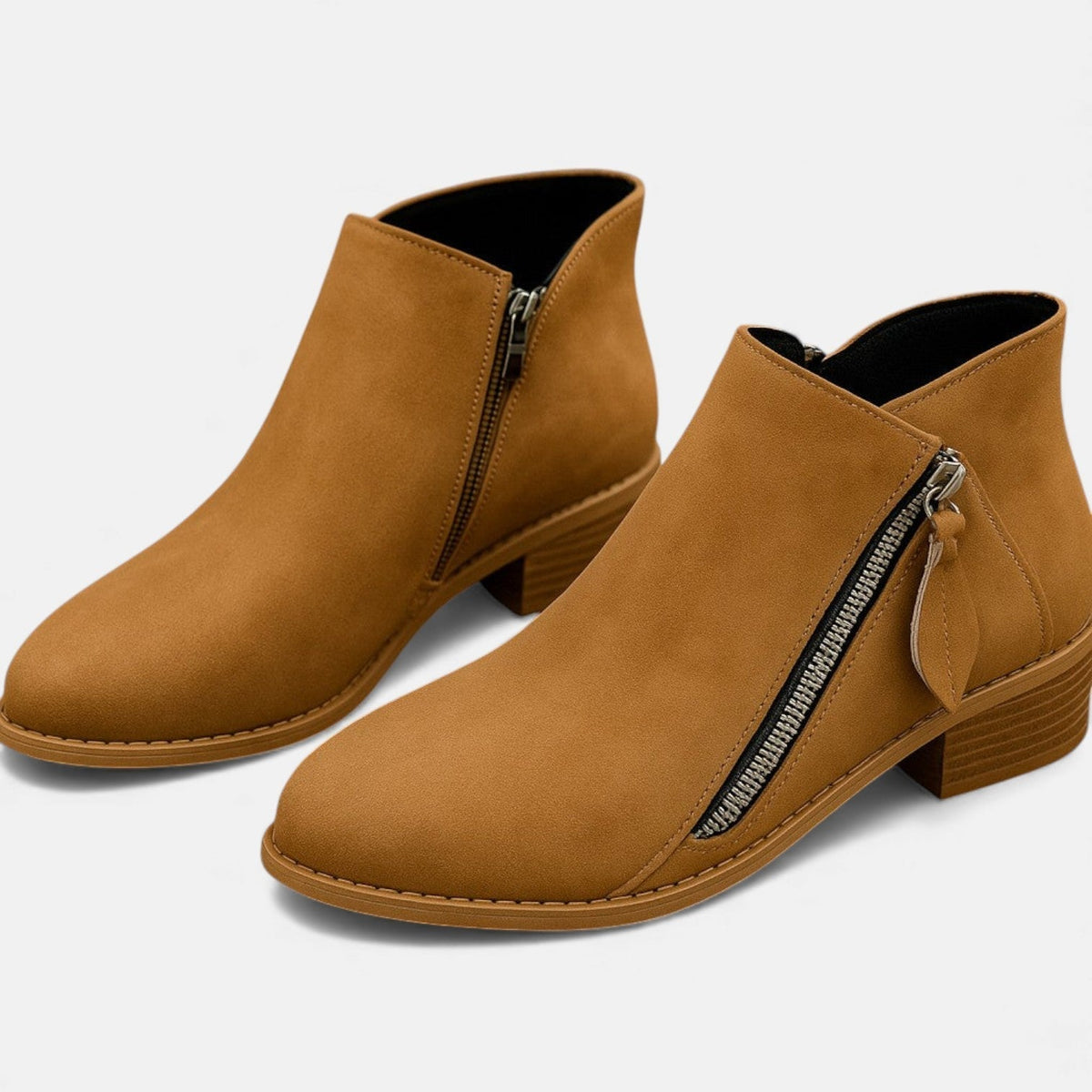 Women's Suede Zip Ankle Boots - Gray